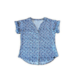 L.L. Bean Streamside Tee Women's XS Red White and Blue Mosaic EUC